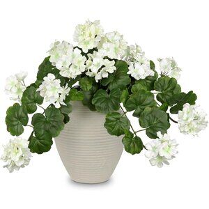 White Realistic Silk Flowers Wide Artificial Lush Home Door Patio Hanging Decor